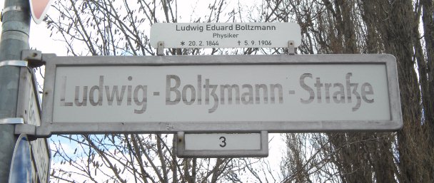 Straßenschild zu L. Boltzmann /
Street-sign related to L. Boltzmann