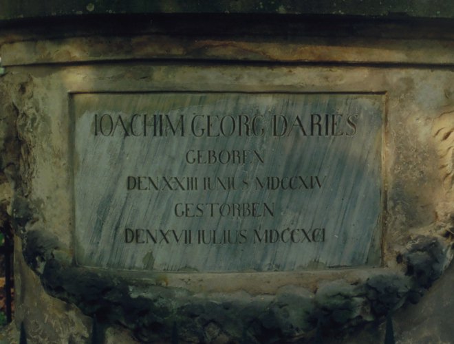 Inschrift zu J. G. Darjes /
Inscription for J. G. Darjes