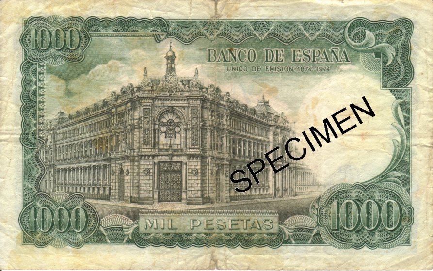 1000 Peseta Banknote 
(Rueckseite)