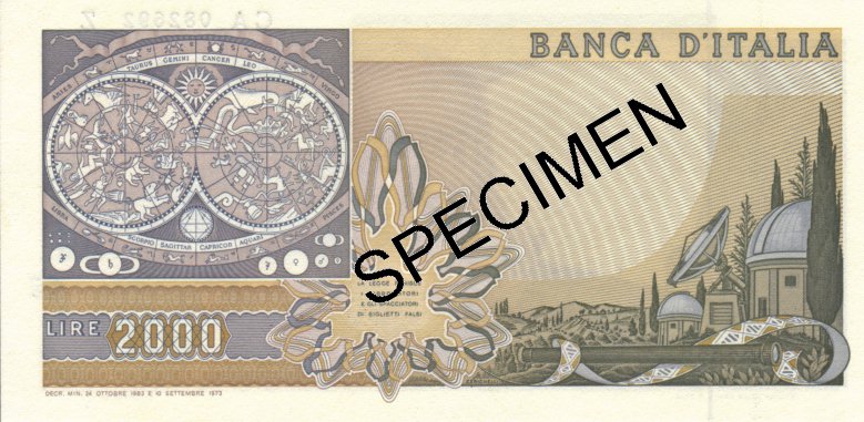 2000 Lire Banknote (Rueckseite / reverse)