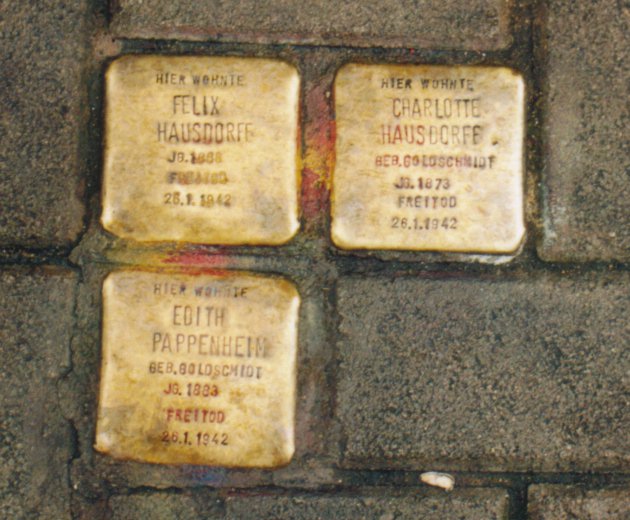 Stolpersteine zum Gedenken an Felix Hausdorff /
Paving-stone commemorating to Felix Hausdorff