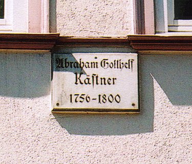 Tafel zu A. G. Kaestner /
Plaque for A. G. Kaestner
