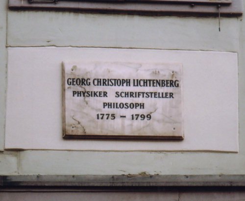 Tafel zu Georg Christoph Lichtenberg /
Plaque for Georg Christoph Lichtenberg