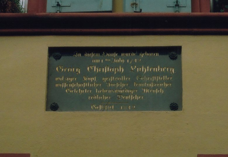 Tafel zu G. C. Lichtenberg /
Plaque for G. C. Lichtenberg