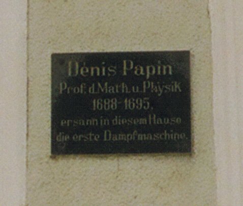 Tafel zu D. Papin /
Plaque for D. Papin
