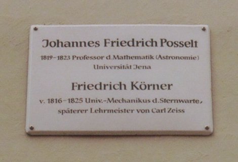 Tafel zu J. F. Posselt /
Plaque for J. F. Posselt