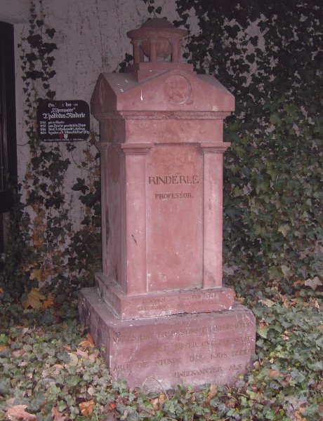Grabstein von Thaddaeus Rinderle /
Grave-stone of Thaddaeus Rinderle