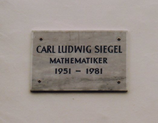 Tafel zu Carl Ludwig Siegel /
Plaque for Carl Ludwig Siegel