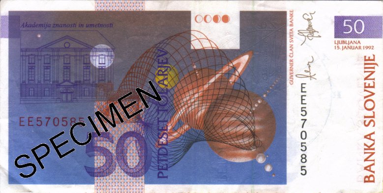50-Tolar-Banknote 
(Rueckseite)