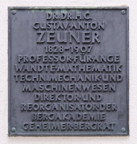 Tafel zu G. A. Zeuner /
Plaque for G. A. Zeuner